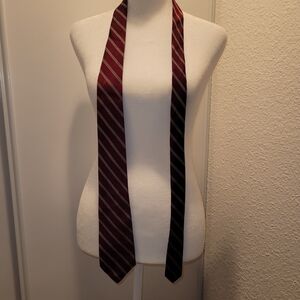 Elegant Striped Burgundy Tie